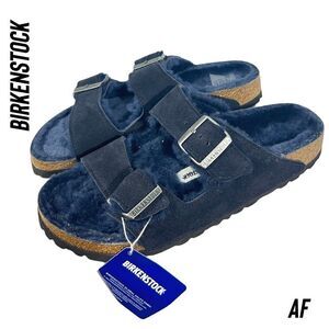 BIRKENSTOCK ARIZONA SHEARLING IN NAVY NWT ASSORTED SIZES MEDIUM NARROW WIDTH